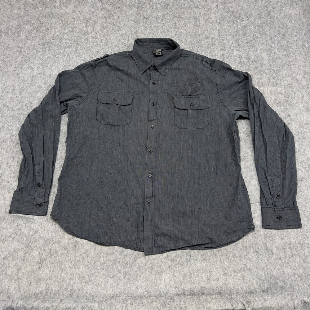 MMA Elite Shirt Mens 2XL Long Sleeve Button Up Embroidered Crest Casual Epaulet